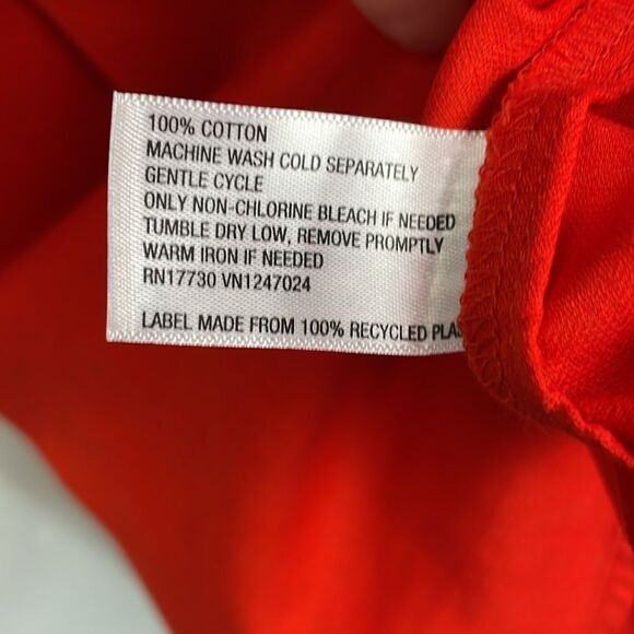 Knox Rose Boho Peasant Style with tassel tie orange red Puffy Sleeves Top 2X - Picture 9 of 11